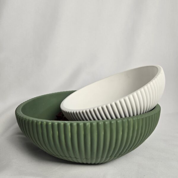 Handcrafted ribbed cement bowl